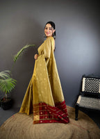 Sonakshi Women's Sona Gold Soft Cotton Silk Golden Zari Weaving Traditional Saree with Blouse | Grocsy