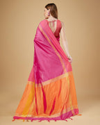 Sonakshi Women's Rani Pink Raw Silk Khadi & Zari Weaving Traditional Saree with Blouse | Grocsy