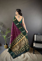 Sonakshi Women's Wine Soft Banarasi Silk Zari Weaving Traditional Saree with Blouse | Grocsy