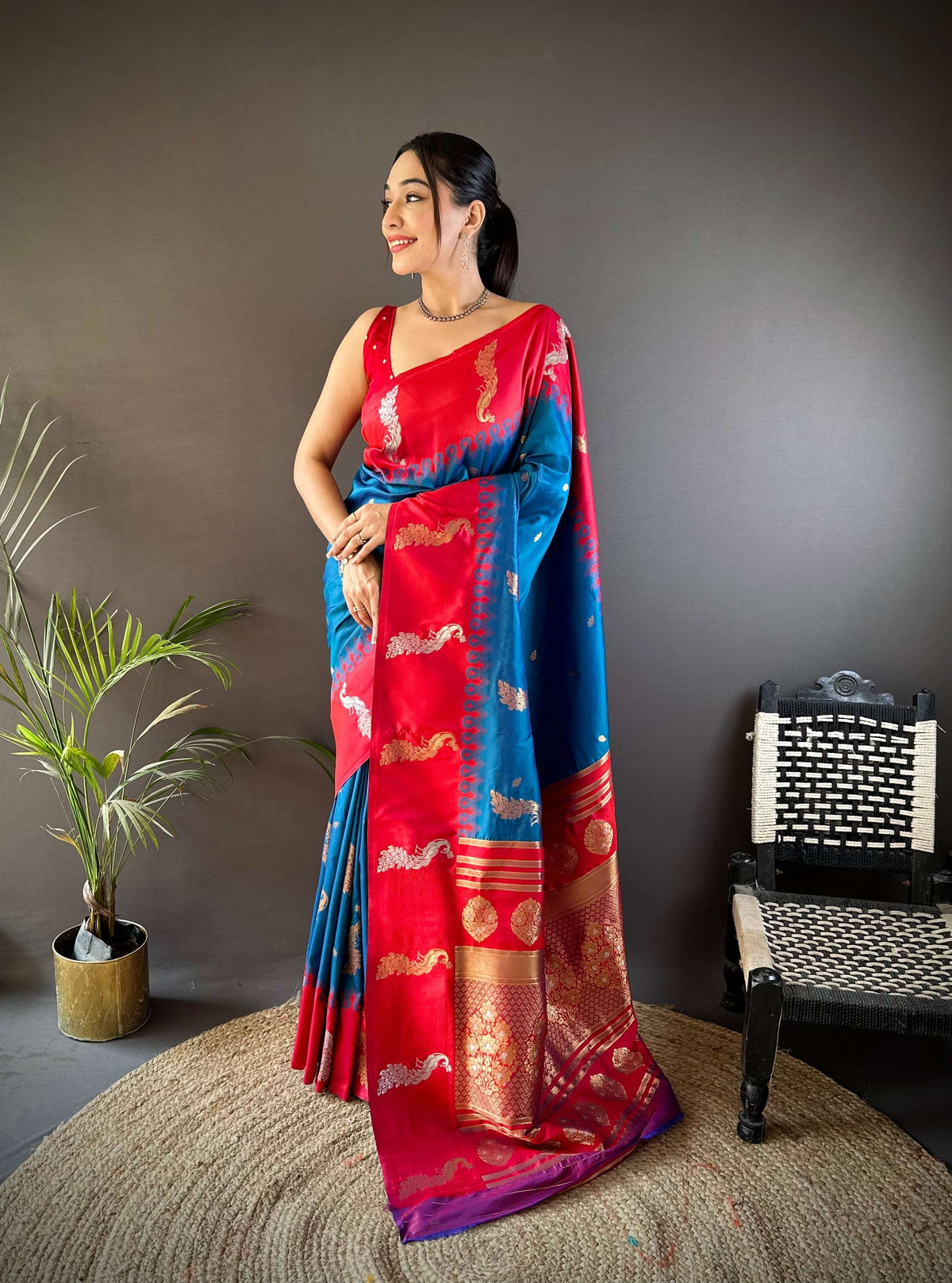 Sonakshi Women's Morpankh Soft Banarasi Silk Zari Weaving Traditional Saree with Blouse | Grocsy