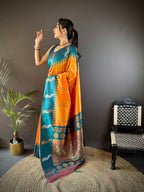 Sonakshi Women's Yellow Soft Banarasi Silk Zari Weaving Traditional Saree with Blouse | Grocsy
