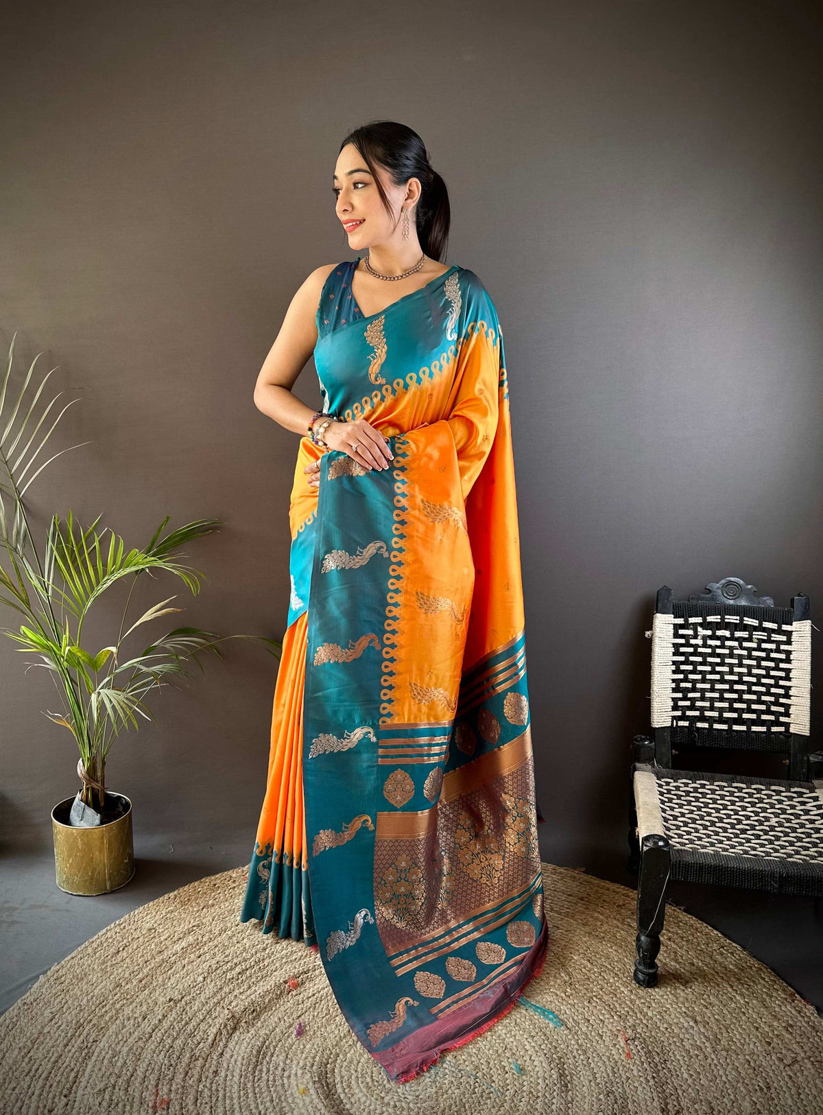 Sonakshi Women's Yellow Soft Banarasi Silk Zari Weaving Traditional Saree with Blouse | Grocsy