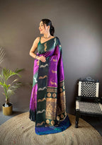 Sonakshi Women's Purple Soft Banarasi Silk Zari Weaving Traditional Saree with Blouse | Grocsy