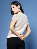 Women Winter Beige Cotton Pullover - Wool Trees | Grocsy
