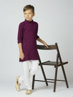 Joban Fashion Kids Island Full Sleeves Cotton Kurta, Pyjama Set with Sequin work - Wine | Grocsy