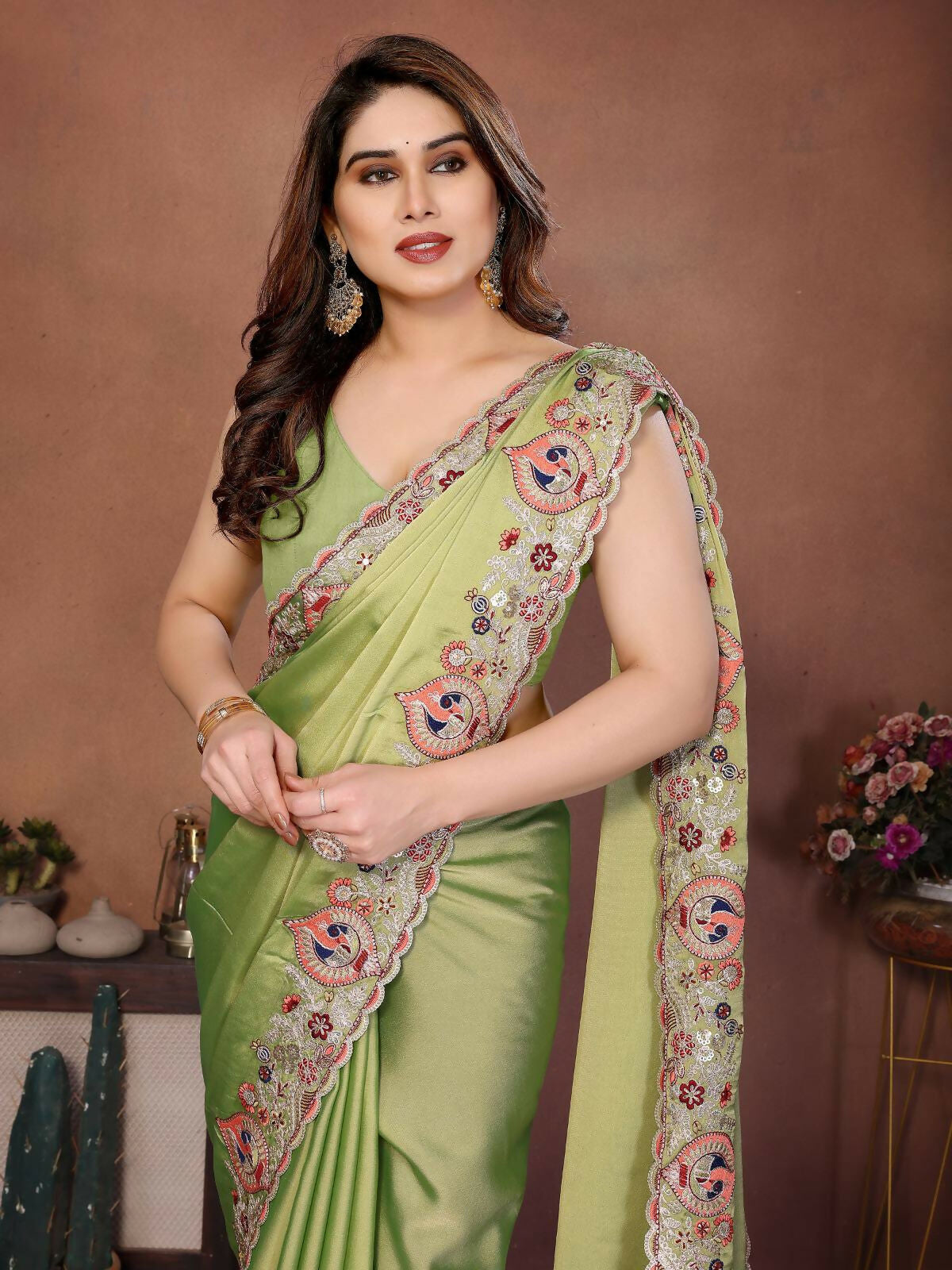 Teeya Creation New Trendy Party Wear Soft Silk Saree-Light_Green | Grocsy