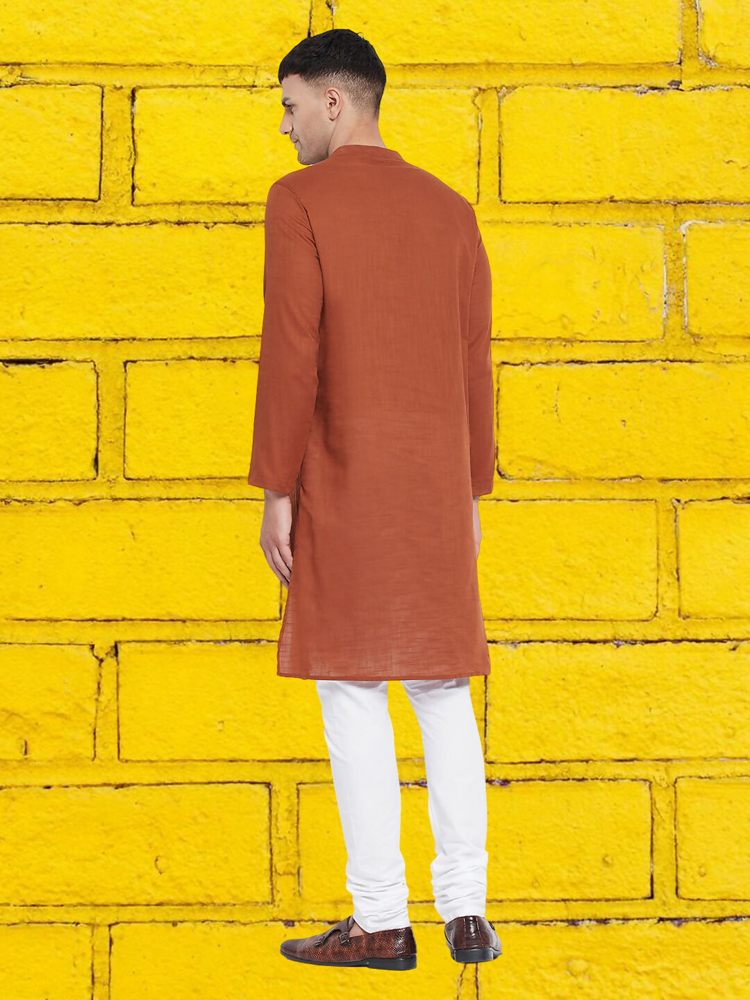 Even Apparels Men's Asymetrical Brown Sherwani Kurta | Grocsy