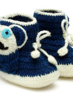 Chutput Kids Woollen Hand Knitted Panda Detailed Booties - Blue | Grocsy