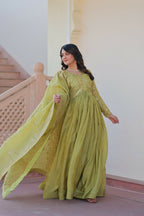 Joban Fashion Pista Crush Sequence Embroidery Work Kurta Set | Grocsy