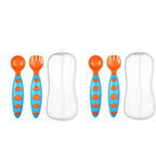 Safe-O-Kid Bpa Free Extra Safe Silicone Feeding/Training Spoon With Box For Baby- Blue & Orange | Grocsy
