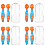 Safe-O-Kid Bpa Free Extra Safe Silicone Feeding/Training Spoon With Box For Baby- Blue & Orange | Grocsy
