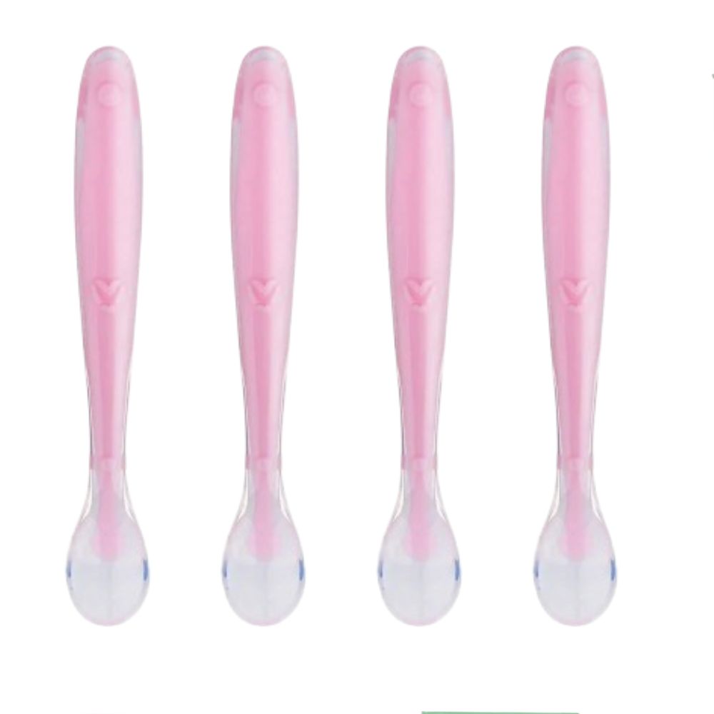 Safe-O-Kid Soft Tip Silicone Spoon, Pink For Kids Protection | Grocsy