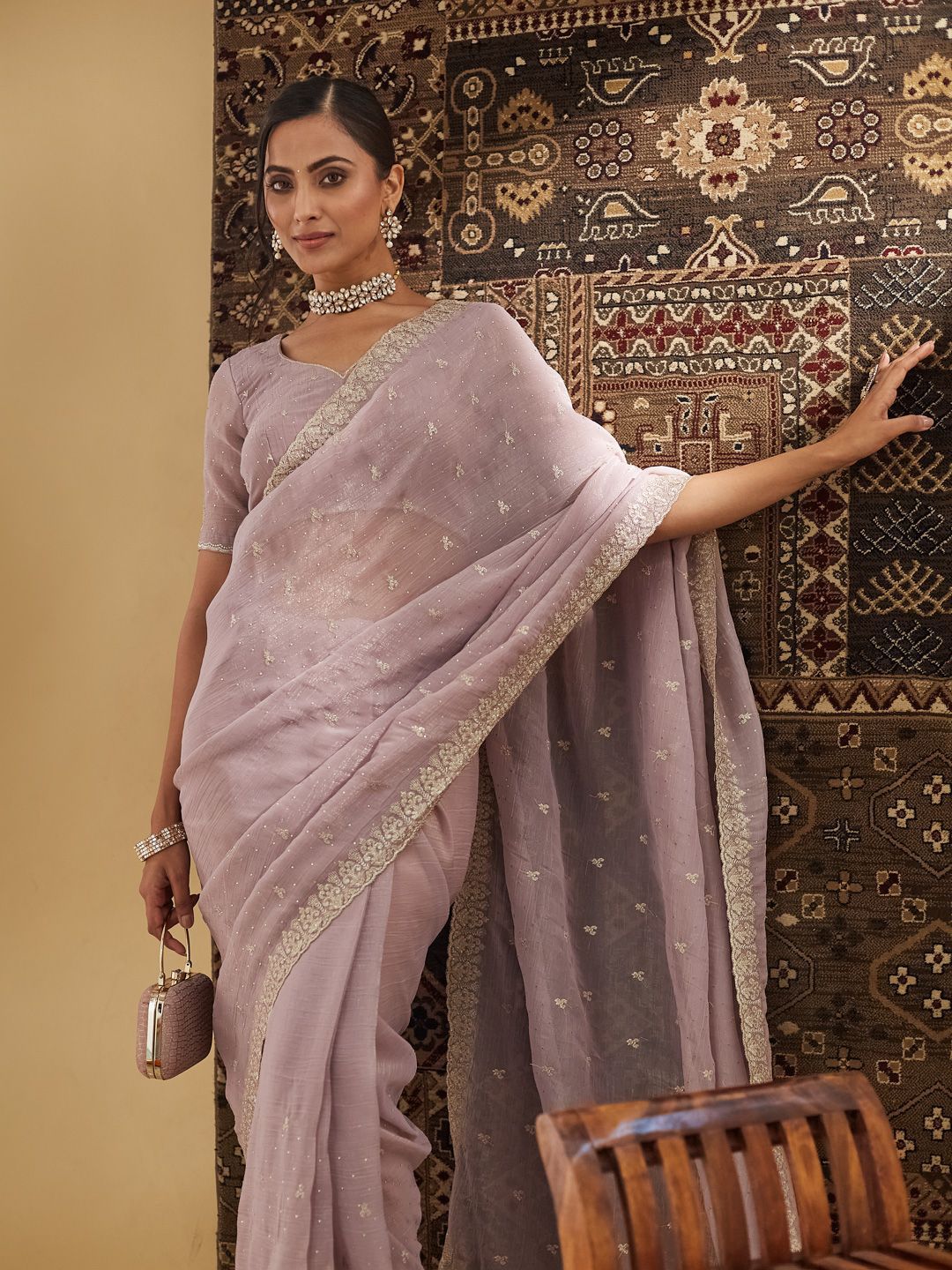 kasee Embellished Embroidered Pure Silk Saree | Grocsy