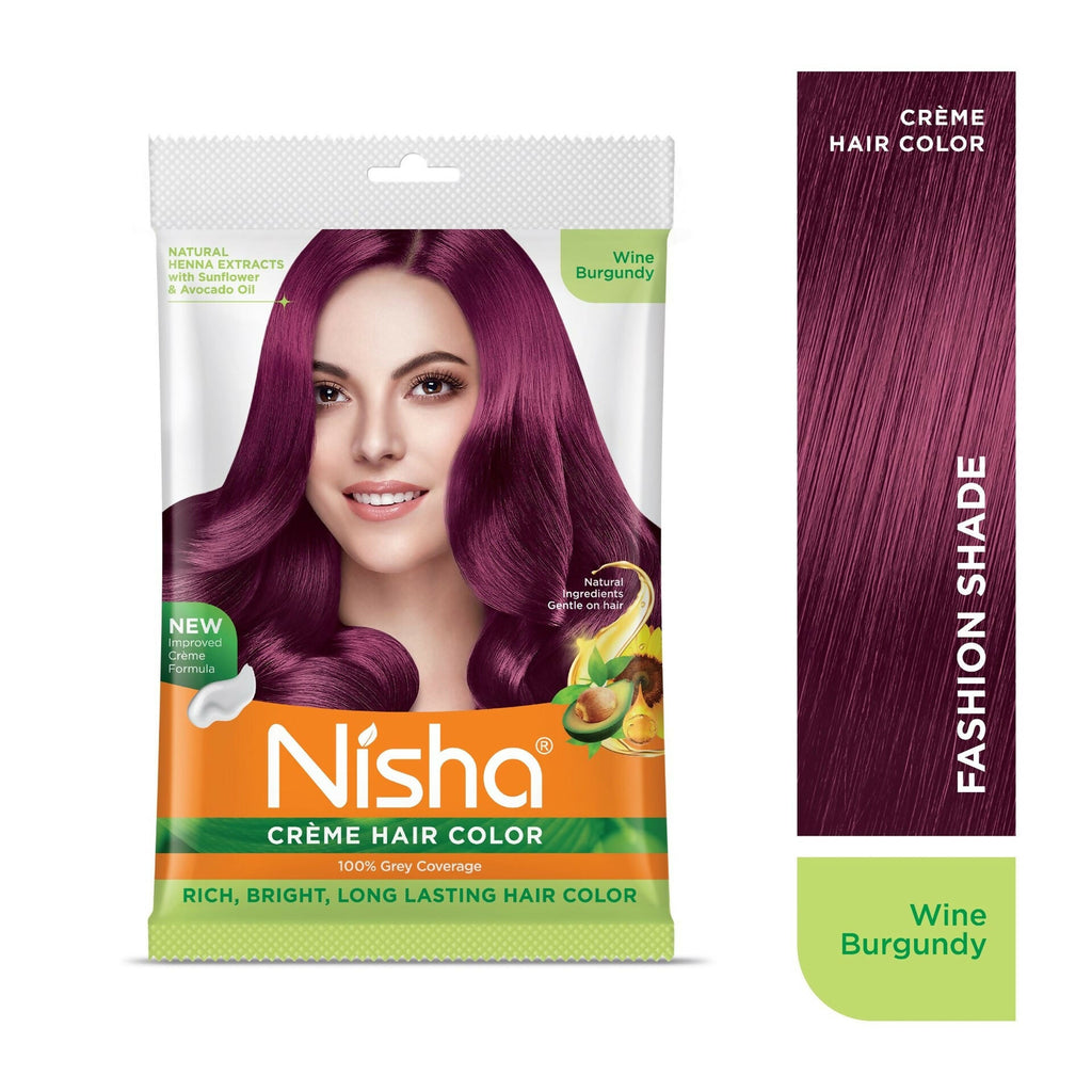 Nisha Creme Hair Color for Women - Wine Burgundy | Grocsy