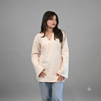 Jaitra Apparels Pure Cotton Solid Off White Straight Kurti with Back Dori | Grocsy