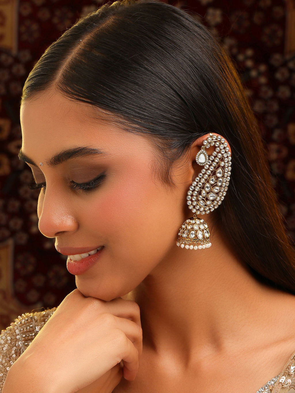Ruby Raang Pearl Jhumka | Grocsy