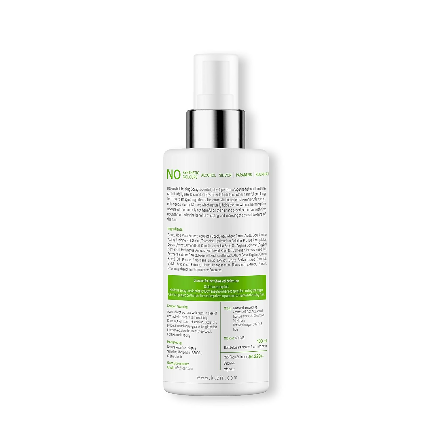 Ktein Natural Hair Holding Spray Without Alcohol | Grocsy