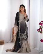 Lehenga Mart Designer Wedding Wear Palazzo Suit For Women - Grey | Grocsy