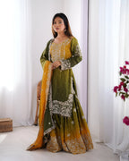 Lehenga Mart Designer Wedding Wear Palazzo Suit For Women - Mehndi | Grocsy