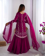 Lehenga Mart Pink Faux Georgette Gorgeous Sharara Suit For Wedding Wear | Grocsy