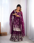 Lehenga Mart Designer Wedding Wear Plazzo Suit for Women - Purple | Grocsy