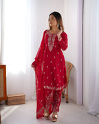 Lehenga Mart Designer Kurta Pant Dupatta - pink | Grocsy