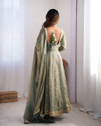 Lehenga Mart Wedding Wear Anarkali Gown With Dupatta - Green | Grocsy