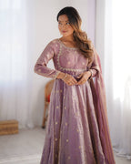 Prazu Fashion Light Onion Pink Fandy Silk Coding With Sequence Work Wedding Wear Anarkali Suit | Grocsy