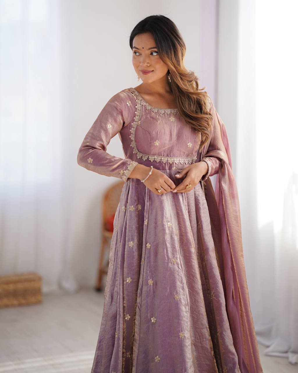 Prazu Fashion Light Onion Pink Fandy Silk Coding With Sequence Work Wedding Wear Anarkali Suit | Grocsy