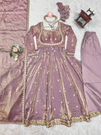 Prazu Fashion Light Onion Pink Fandy Silk Coding With Sequence Work Wedding Wear Anarkali Suit | Grocsy