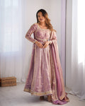 Prazu Fashion Light Onion Pink Fandy Silk Coding With Sequence Work Wedding Wear Anarkali Suit | Grocsy