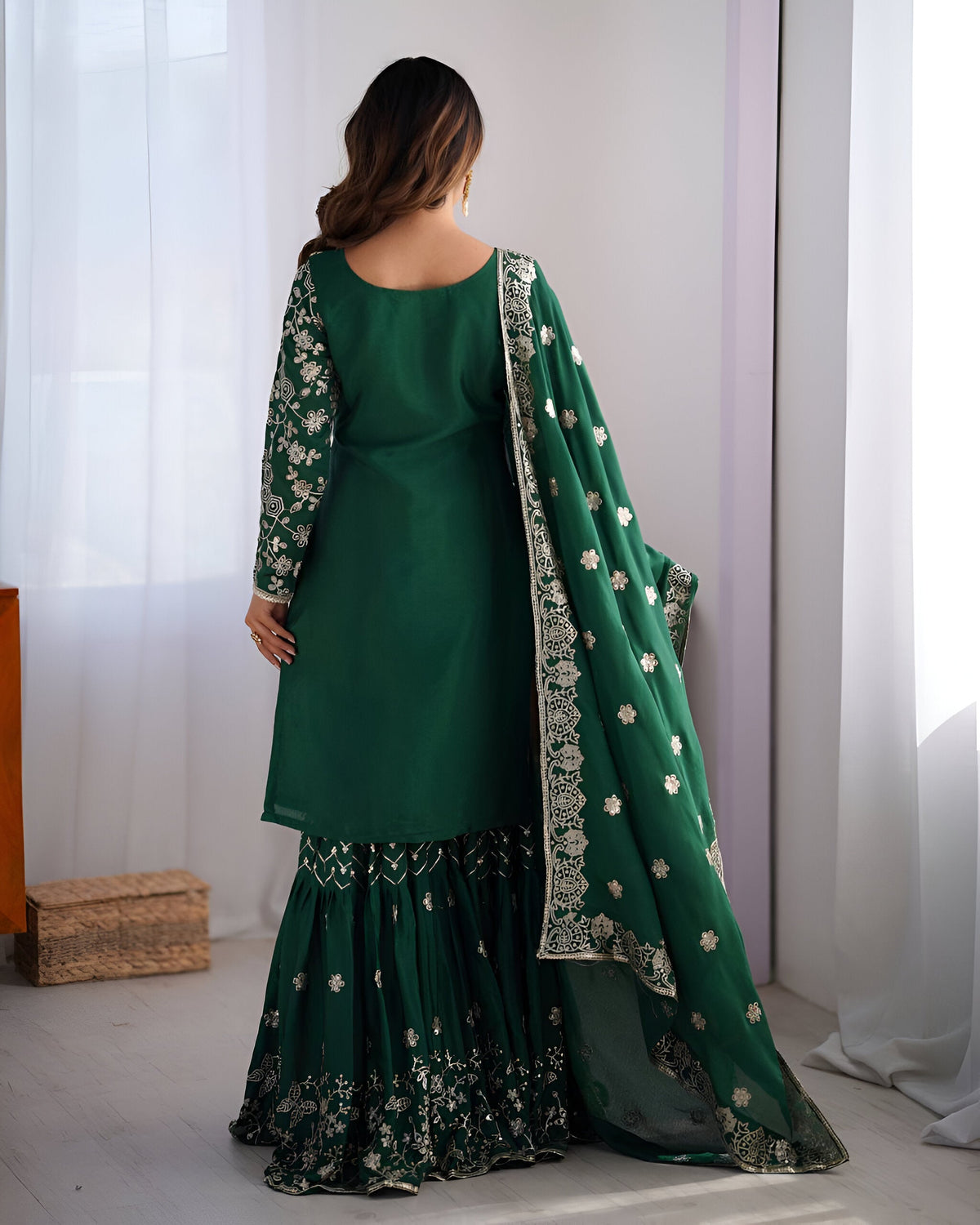Lehenga Mart Designer Wedding Wear Sharara Suit for Women - Green | Grocsy