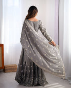 Lehenga Mart Designer Wedding Wear Sharara Suit for Women - Grey | Grocsy