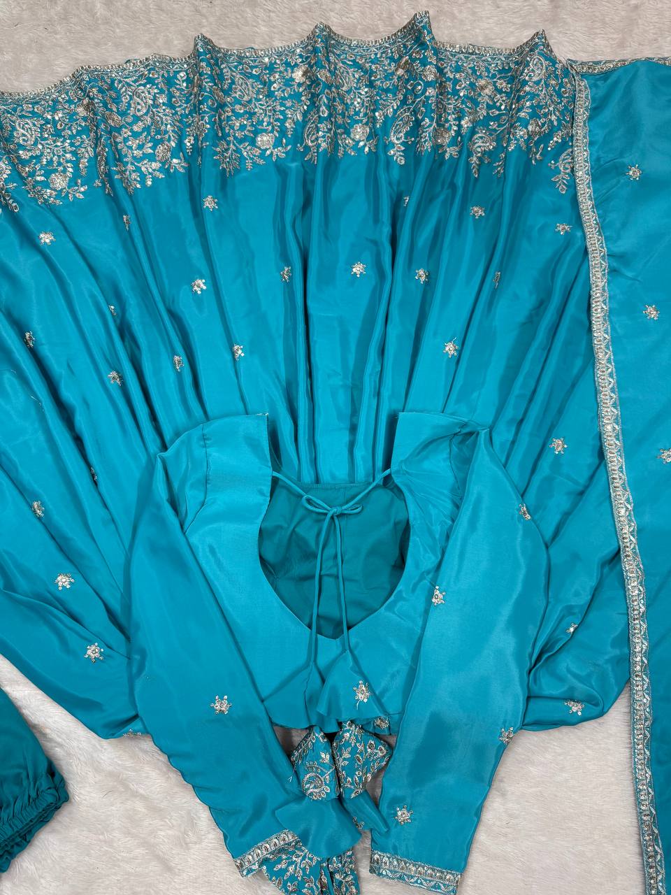 Prazu Fashion Sky Blue Silk Thread With Sequence Anarkali Suit | Grocsy