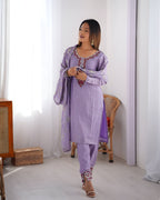 Lehenga Mart Designer Kurta Suit With Dupatta - Lavender | Grocsy