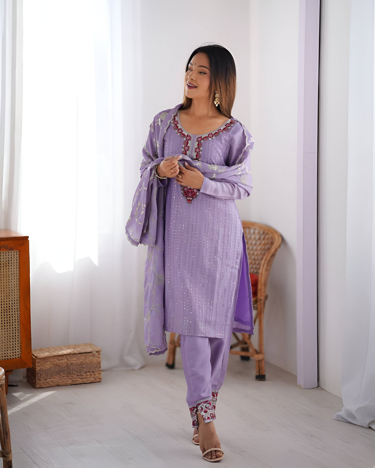 Lehenga Mart Designer Kurta Suit With Dupatta - Lavender | Grocsy