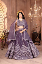 Lehenga Mart Designer Bollywood Style Wedding Lehenga Choli - Dusty Blue | Grocsy