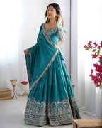 Lehenga Mart Designer Bollywood Style Wedding Lehenga Choli - Sky Blue | Grocsy