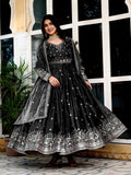 Lehenga Mart American Silk Gown With Dupatta-Black | Grocsy