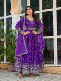 Lehenga Mart American Silk Gown With Dupatta-Blue | Grocsy