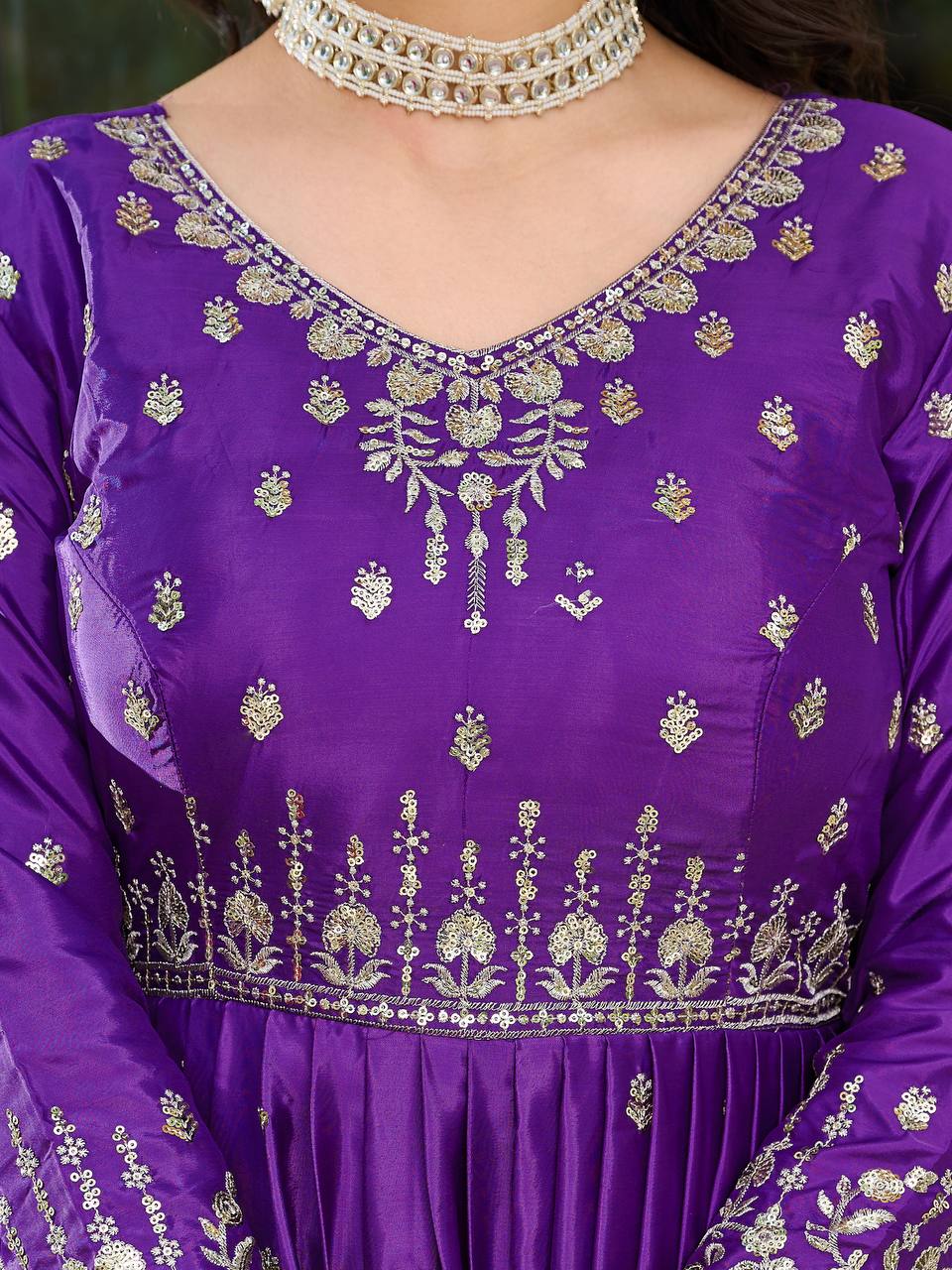 Lehenga Mart American Silk Gown With Dupatta-Blue | Grocsy