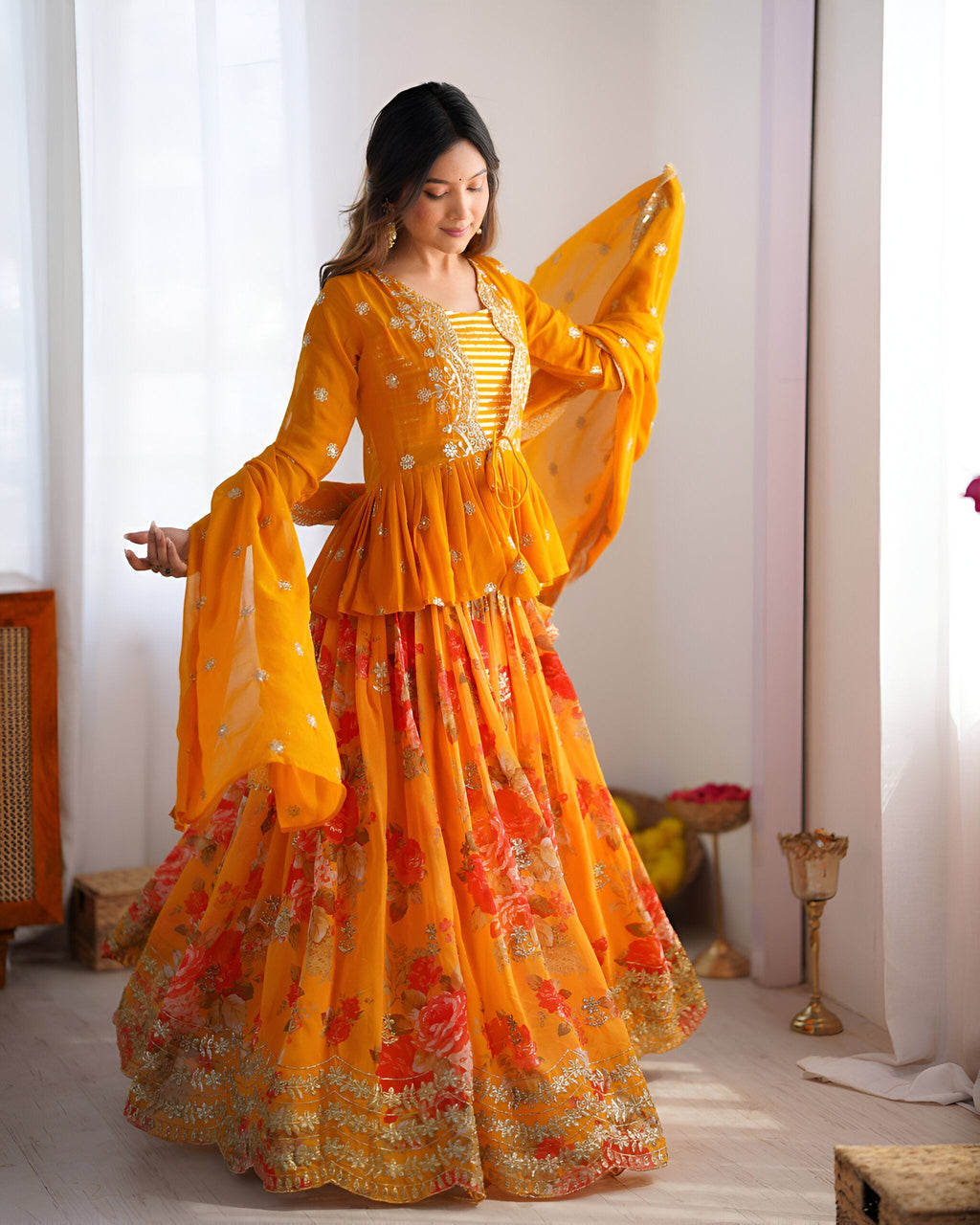 Lehenga Mart Designer Bollywood Style Wedding Lehenga Choli - Yellow | Grocsy