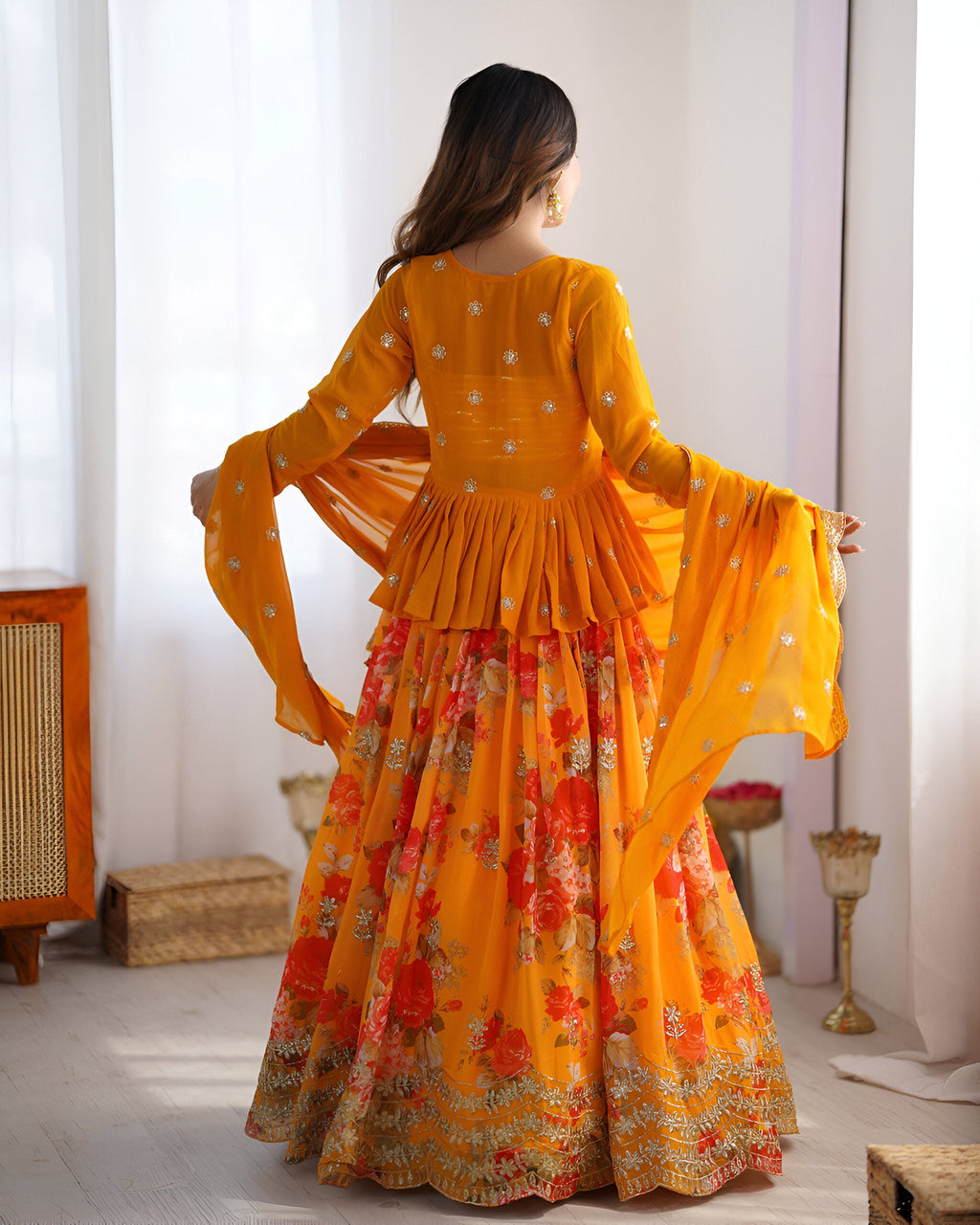 Lehenga Mart Designer Bollywood Style Wedding Lehenga Choli - Yellow | Grocsy