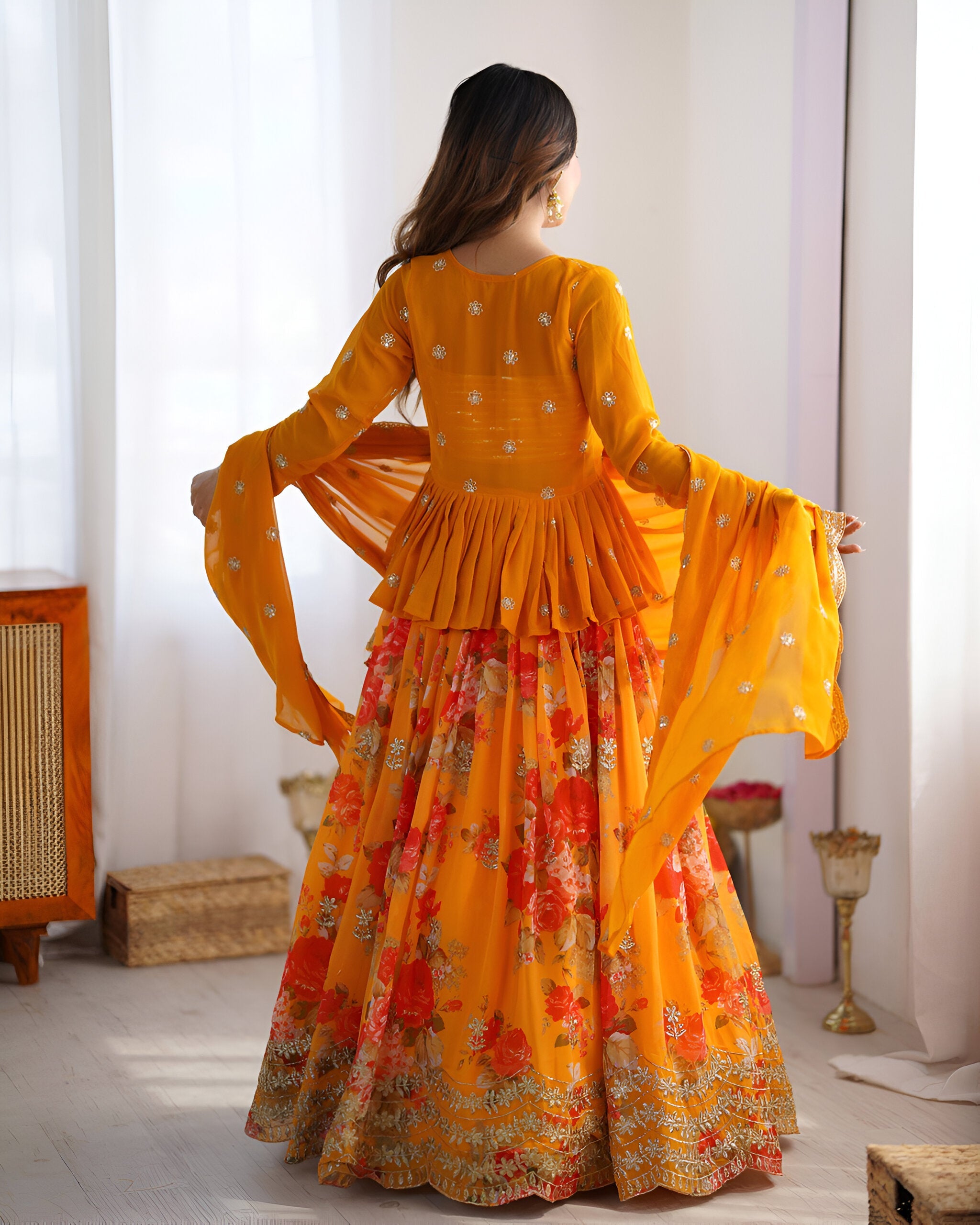 Lehenga Mart Designer Bollywood Style Wedding Lehenga Choli - Yellow | Grocsy