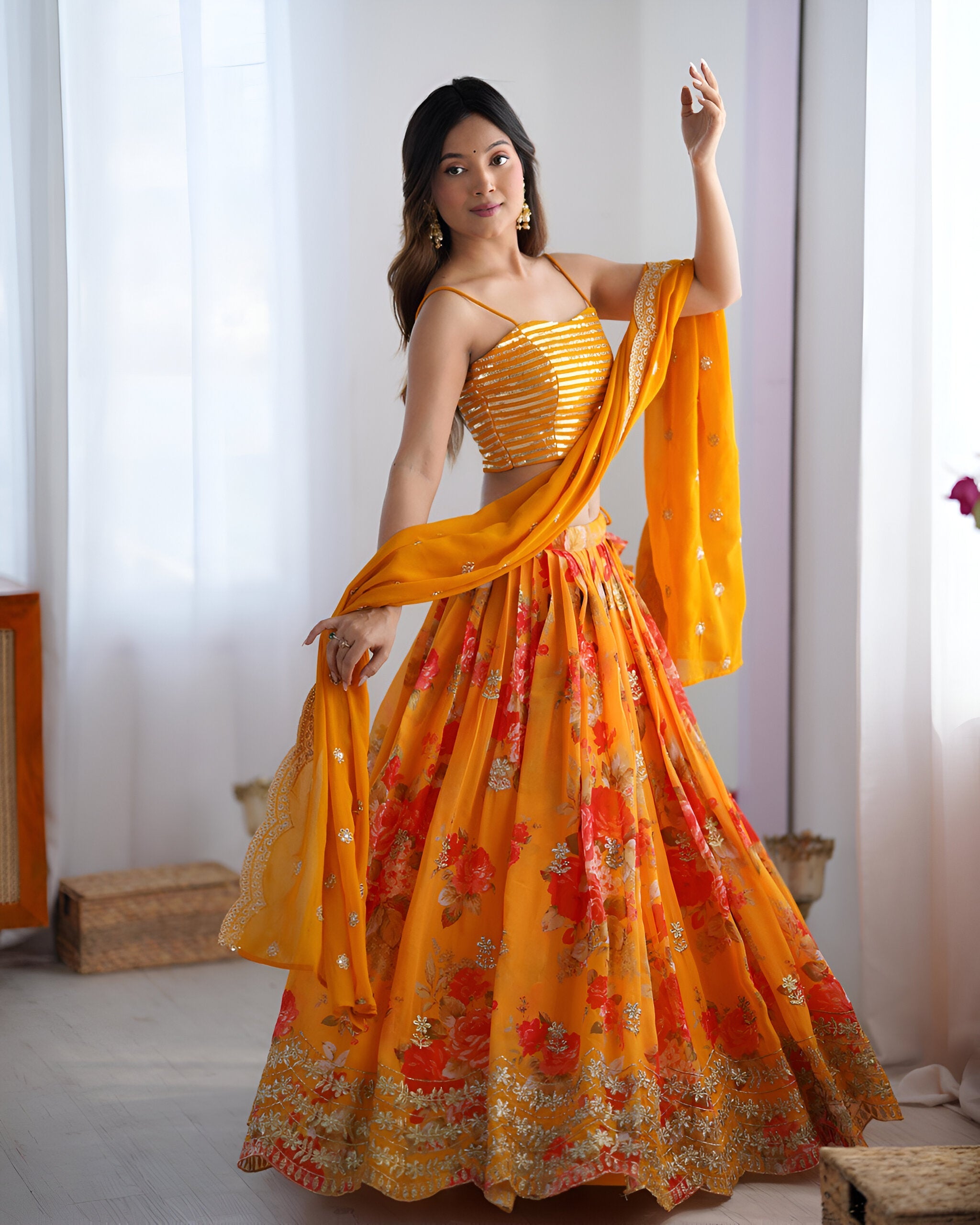 Lehenga Mart Designer Bollywood Style Wedding Lehenga Choli - Yellow | Grocsy