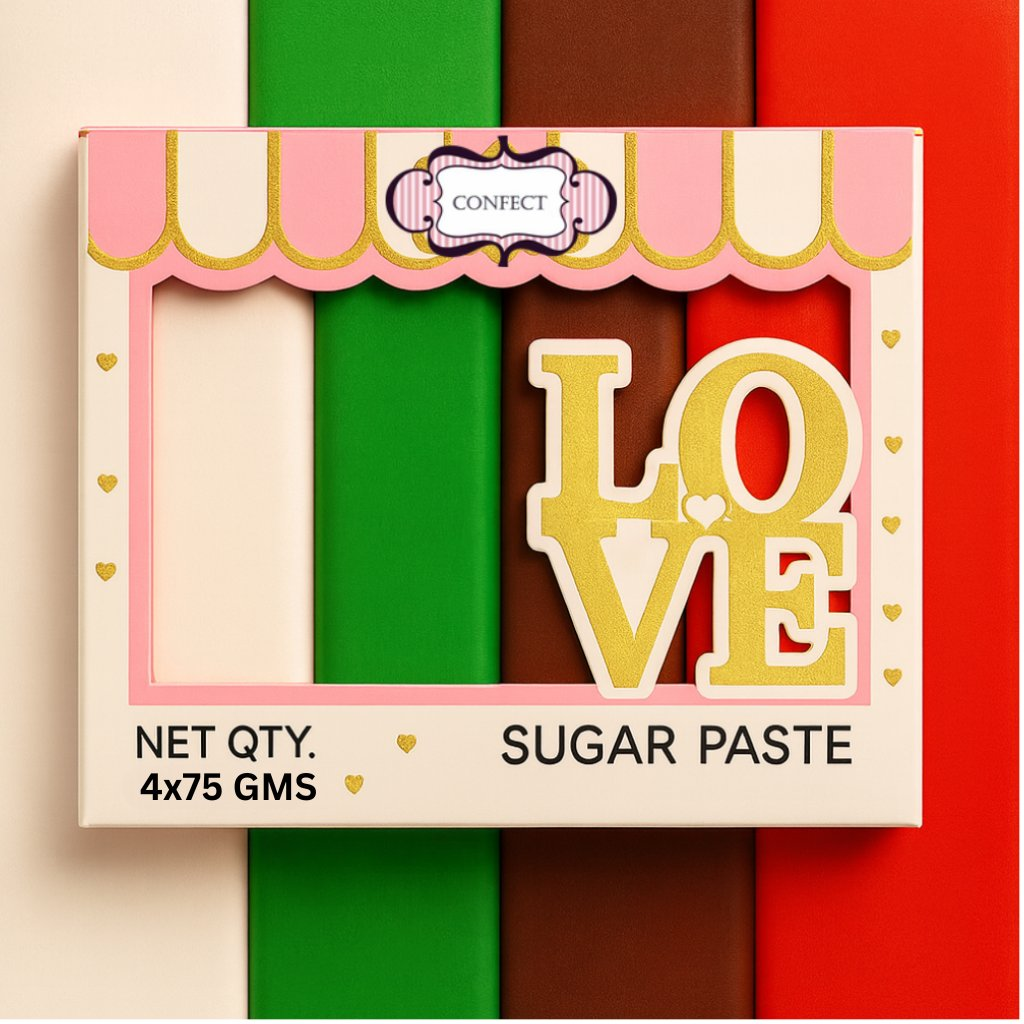 Confect Multipack of White, Emerald Green, Brown and Red Sugarpaste 19 | Grocsy