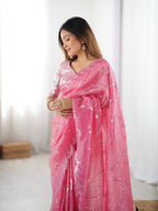 Lehenga Mart Designer Bollywood Style Party Wear Saree-Pink | Grocsy