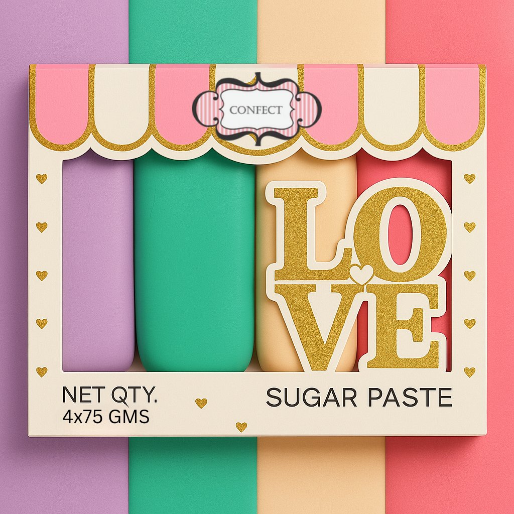 Confect Multipack of Lavender, Electric Blue, Skin and Old Rose Sugarpaste 22 | Grocsy