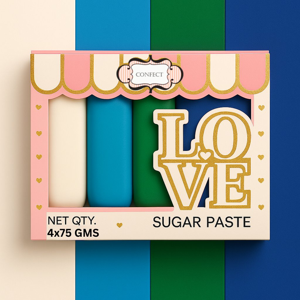 Confect Multipack of White, Electric Blue, Emerald Green and Royal Blue Sugarpaste 23 | Grocsy