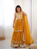 Lehenga Mart Yellow Georgette Designer Lehenga Top For Party Wear | Grocsy